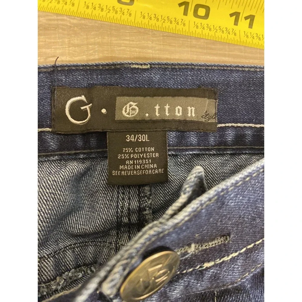 Vintage G TTON Skull Embroidered Mens Jeans Sz 34 X 30 Skate Goth Skinny Fit